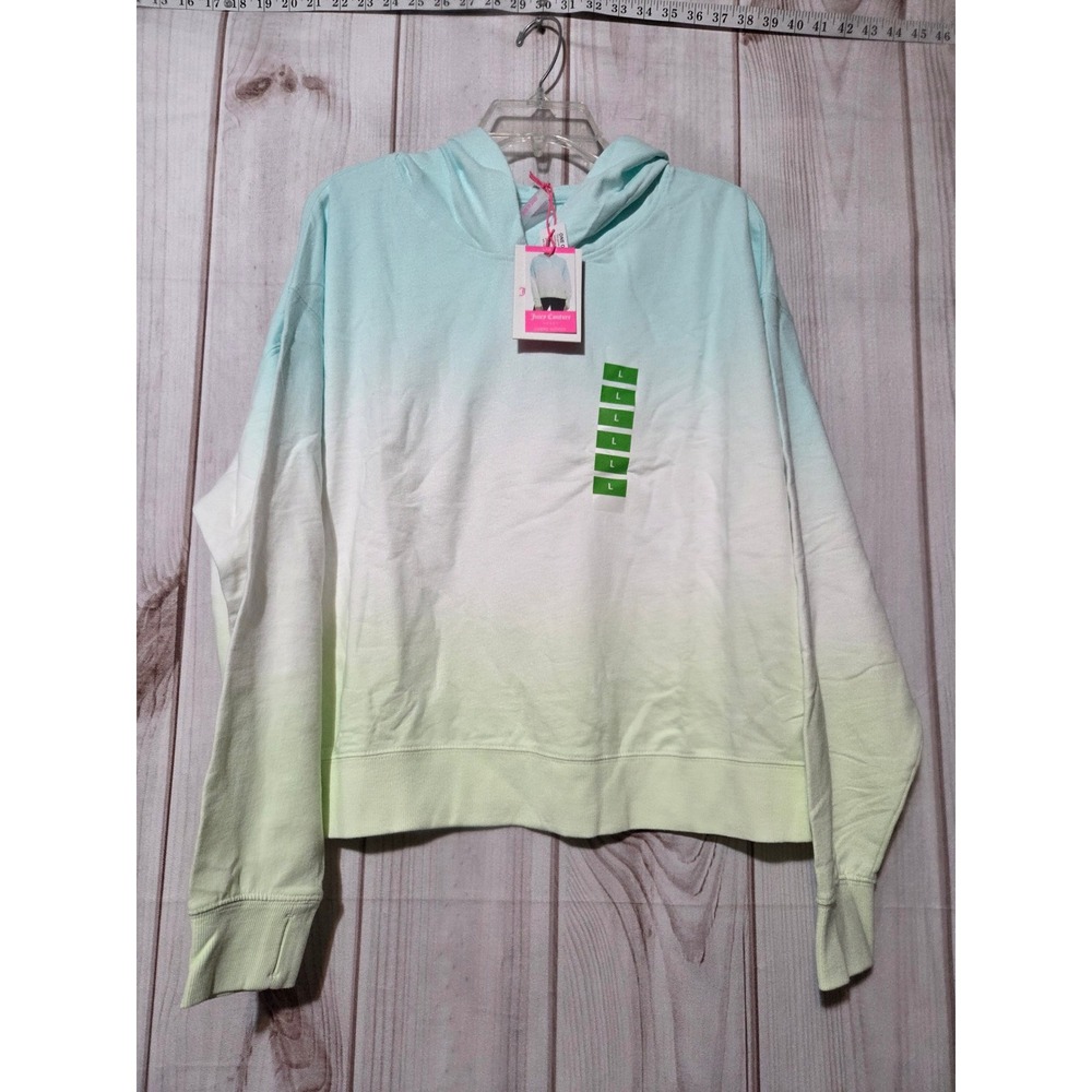 Juicy Couture Sport Ombre Hoodie Blue White Green Thumbhole Sweatshirt Large NWT
